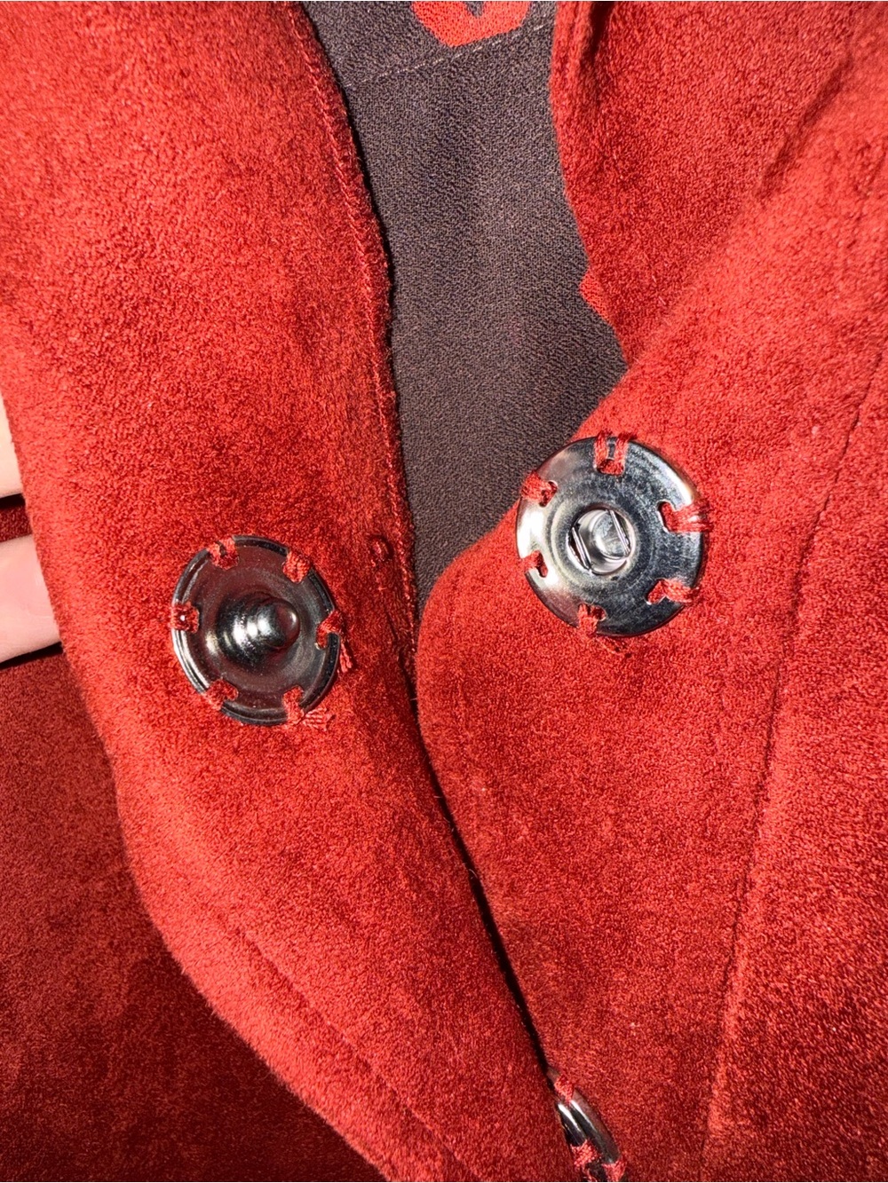 Studio I Deep Red Suede Belted Blazer - Picture 5 of 7
